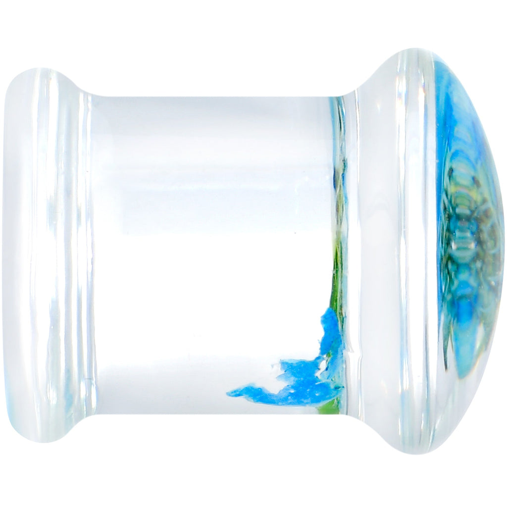 BodyCandy Clear Acrylic Color Pressed Flowers Double Flare Plug Set — side view