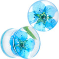 BodyCandy Clear Acrylic Color Pressed Flowers Double Flare Plug Set — alternative angle