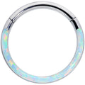BodyCandy 16G 3/8 White Synthetic Opal Implant Grade Titanium Segment Ring — main product shot