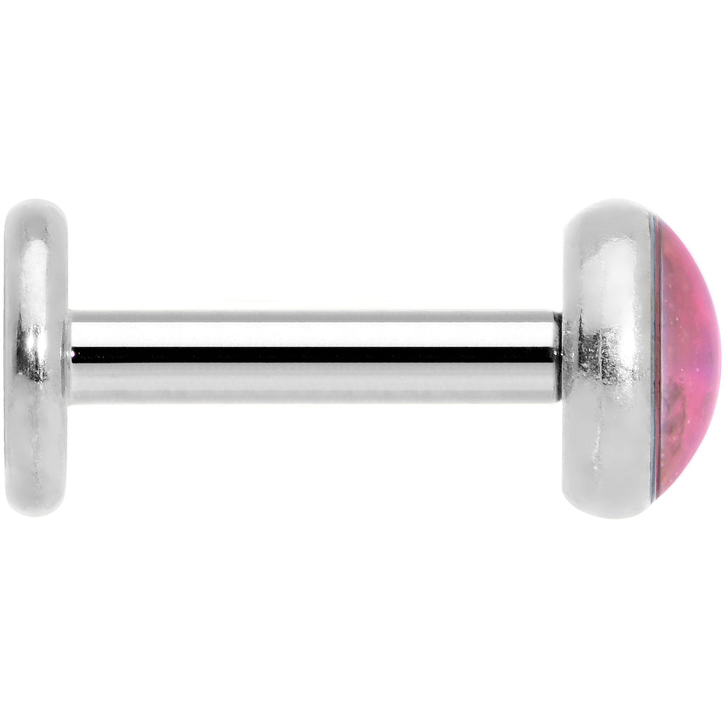 BodyCandy 16G 1/4 Pink Faux Opal Internally Threaded Labret Monroe Tragus — lifestyle context