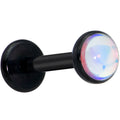 BodyCandy 16G 5/16 White Faux Opal Black Internally Threaded Labret Tragus — main product shot