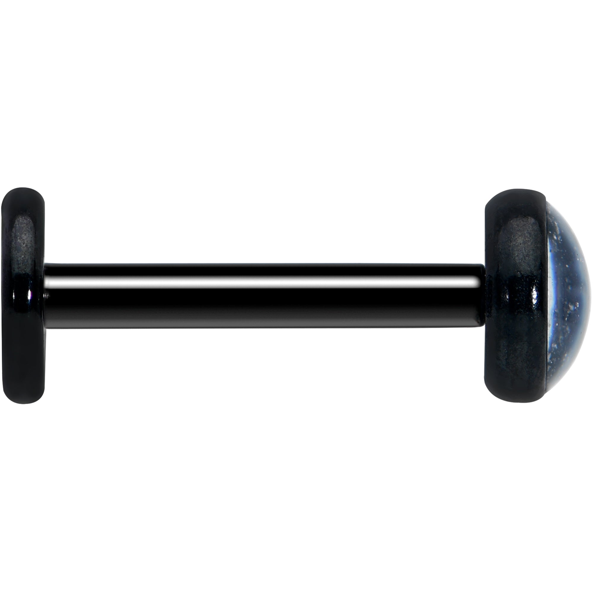 BodyCandy 16G 5/16 White Faux Opal Black Internally Threaded Labret Tragus — lifestyle context