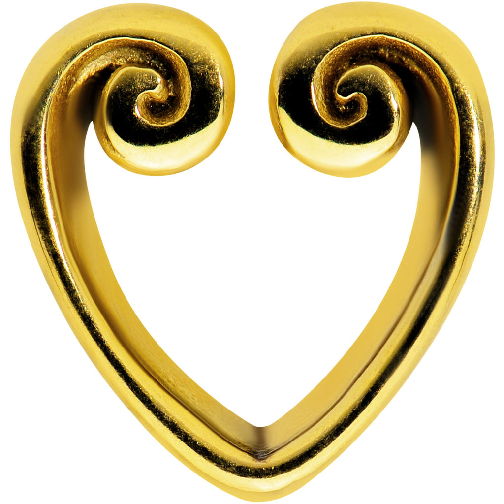 BodyCandy Gold Tone Curled Heart Valentines Day Tunnel Plug Set — lifestyle context