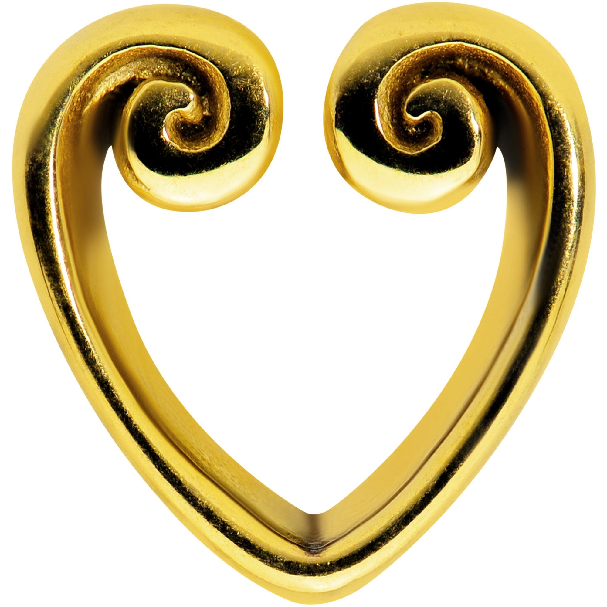 BodyCandy Gold Tone Curled Heart Valentines Day Tunnel Plug Set — lifestyle context