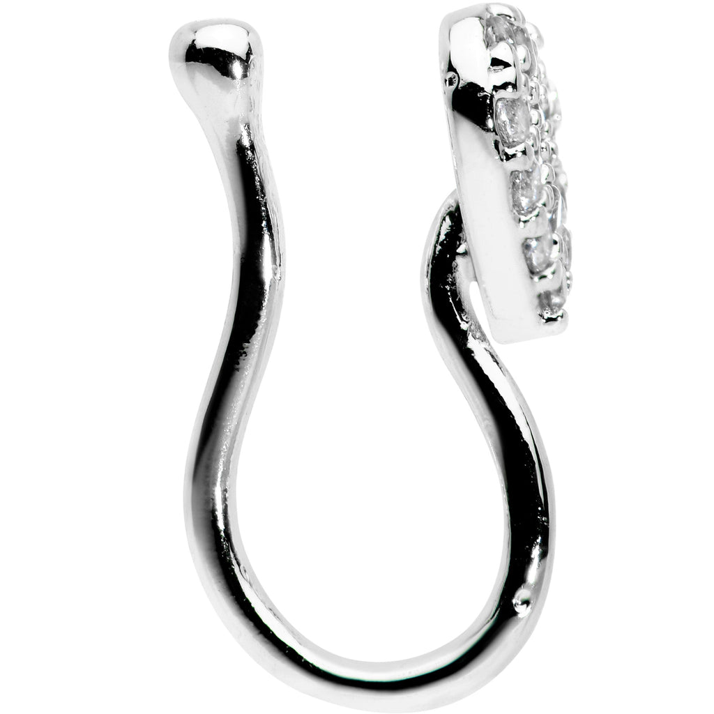 BodyCandy Clear CZ Gem Paved Heart Clip On Fake Nose Ring — lifestyle context