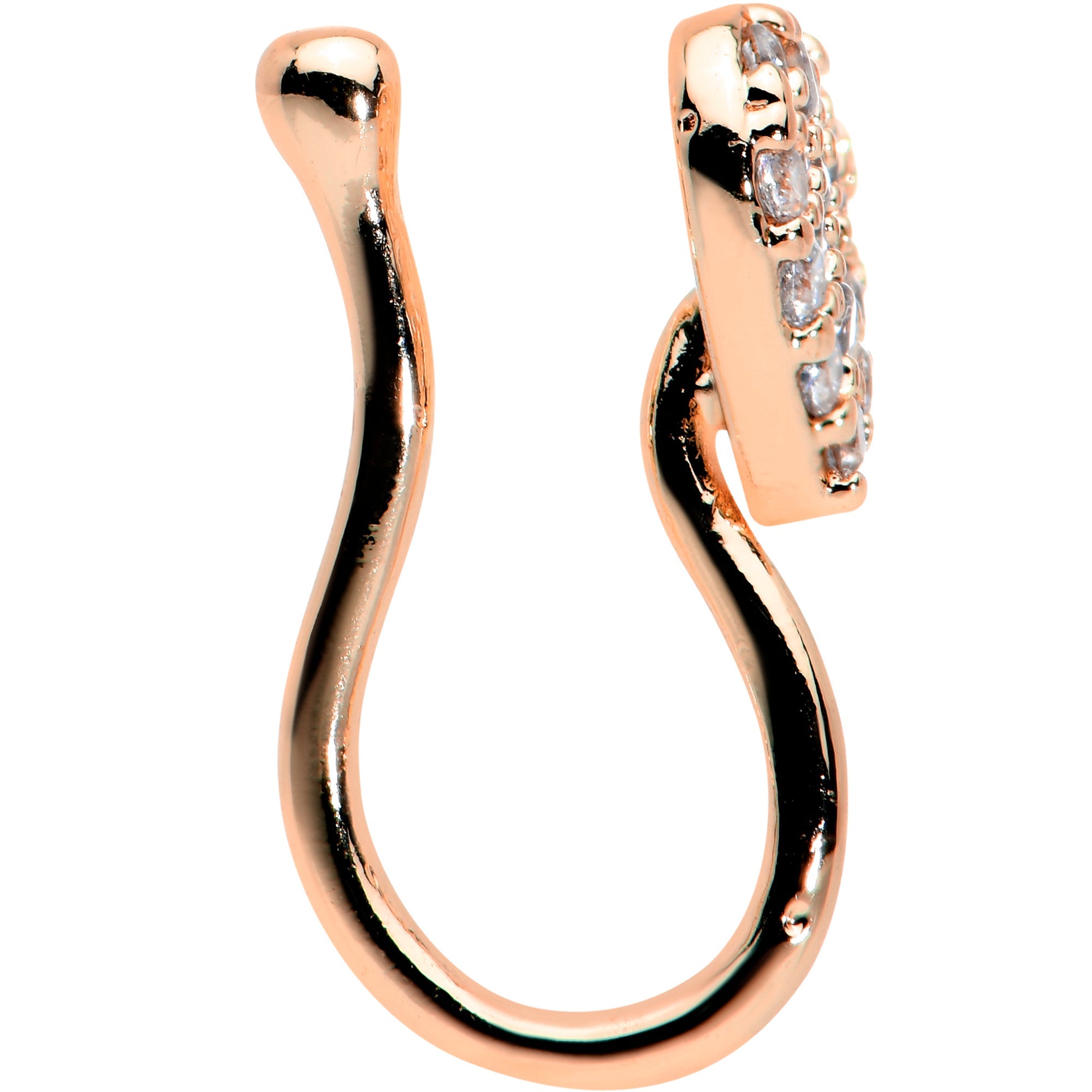 BodyCandy Clear CZ Gem Rose Gold Tone Paved Heart Clip On Fake Nose Ring — lifestyle context