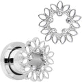 BodyCandy Clear Gem White Leaves Screw Fit Tunnel Plug Set — in-use photo