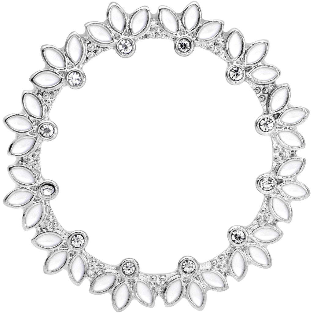 BodyCandy Clear Gem White Leaves Screw Fit Tunnel Plug Set — side view