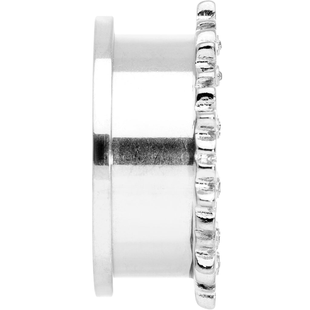 BodyCandy Clear Gem White Leaves Screw Fit Tunnel Plug Set — back view