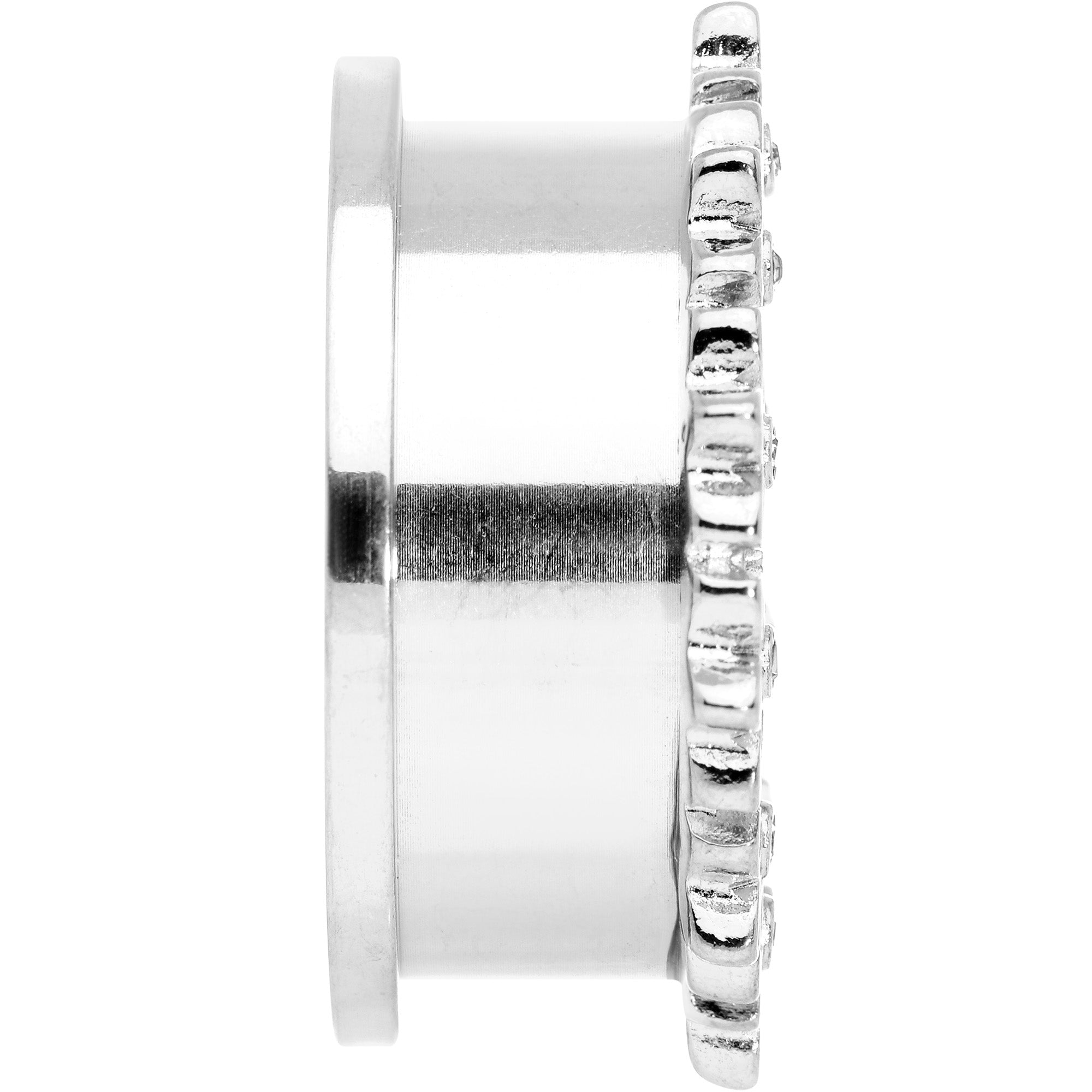 BodyCandy Clear Gem White Leaves Screw Fit Tunnel Plug Set — back view