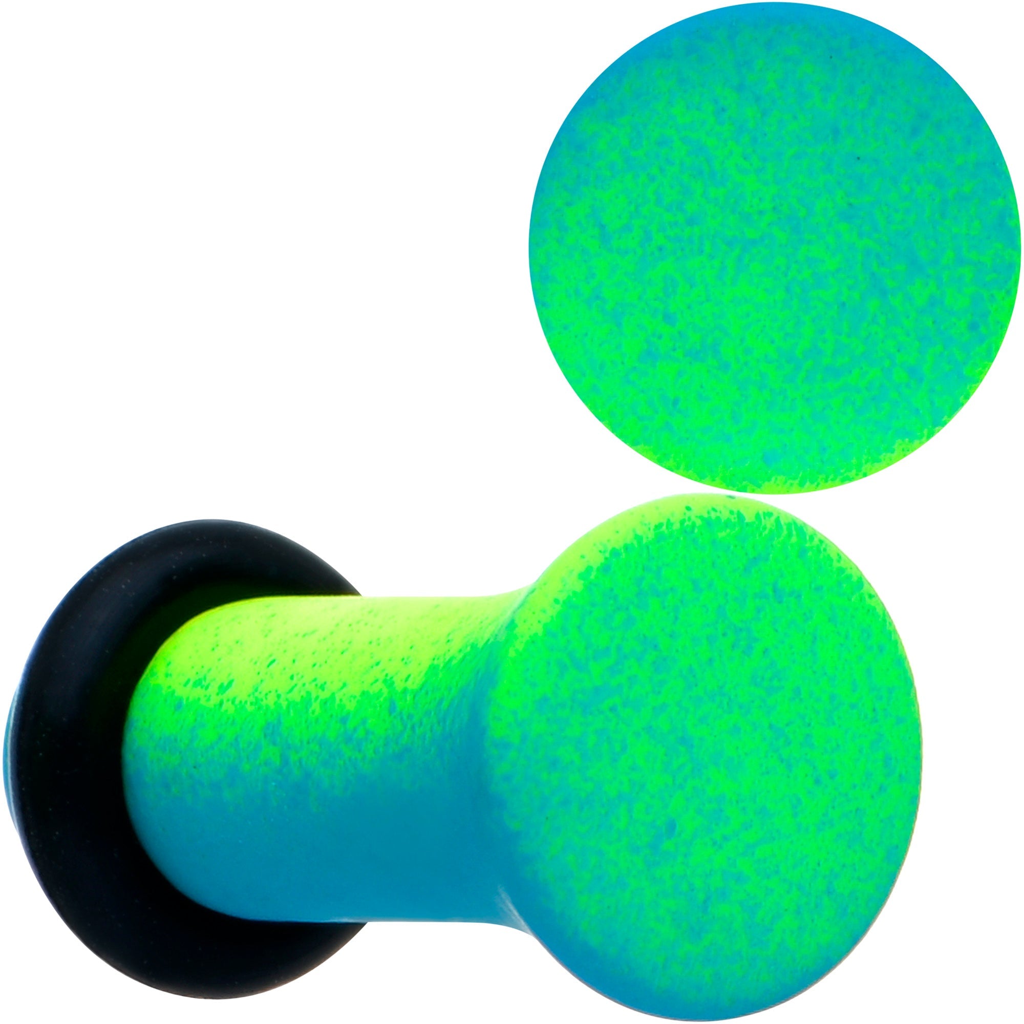 BodyCandy Green Blue Ombre Matte Acrylic Single Flare Plug Set — in-use photo