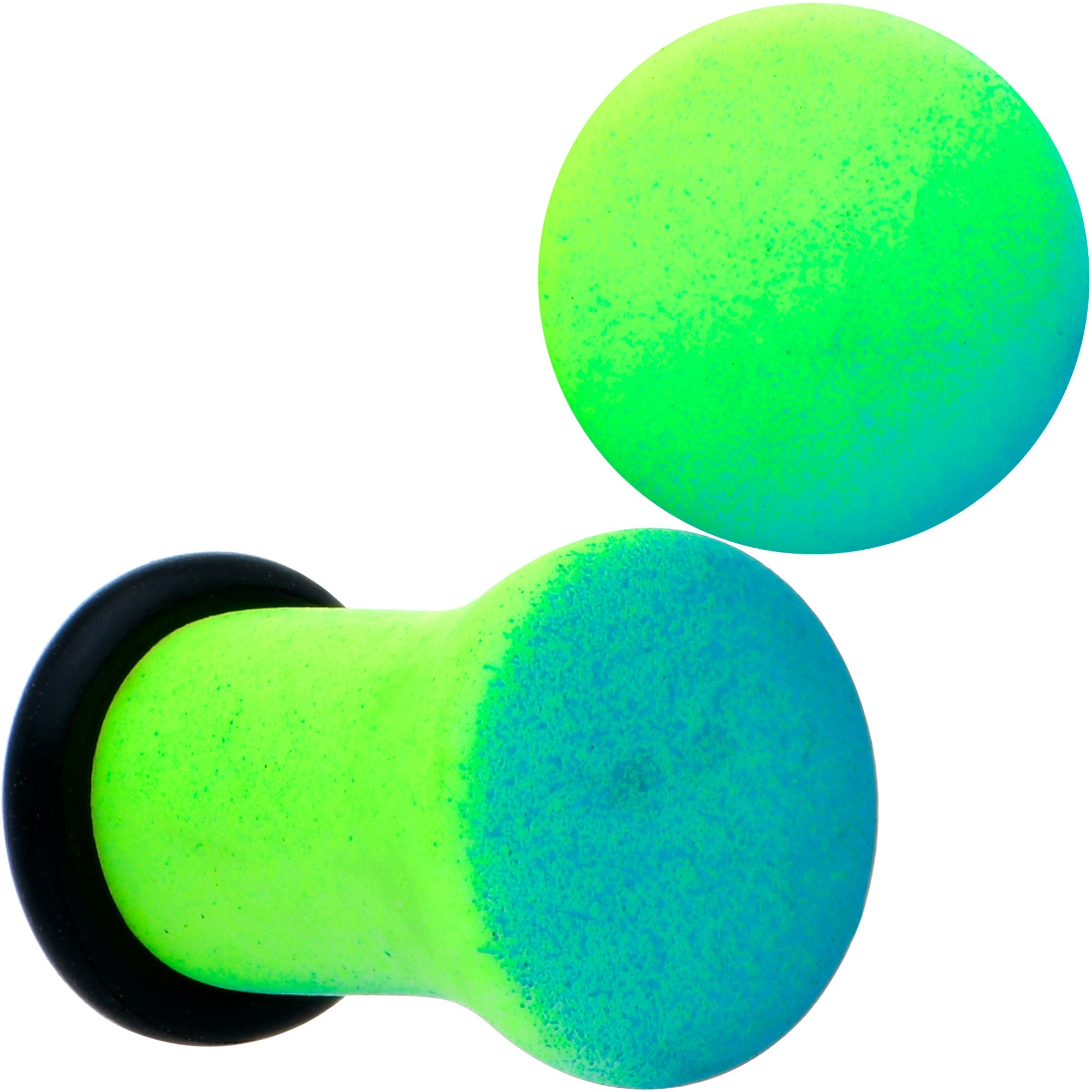 BodyCandy Green Blue Ombre Matte Acrylic Single Flare Plug Set — color detail