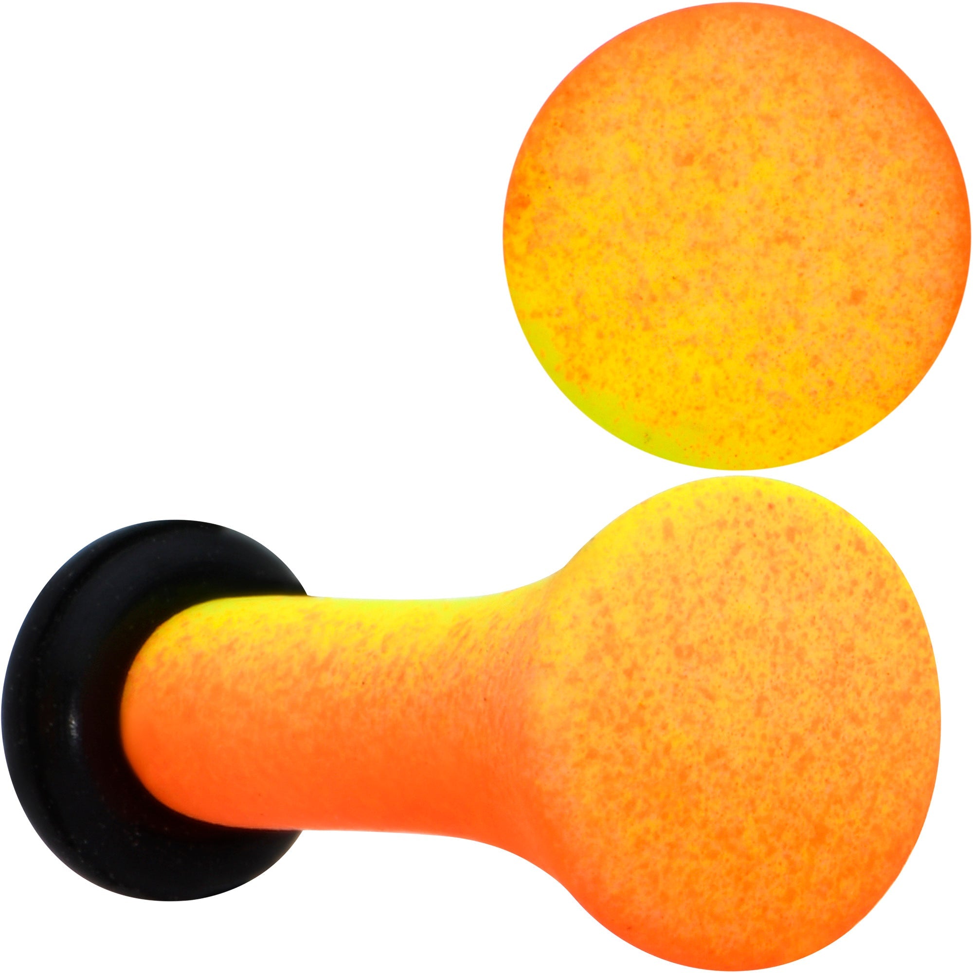 BodyCandy Orange Yellow Ombre Matte Acrylic Single Flare Plug Set Sizes 2mm-12mm — in-use photo