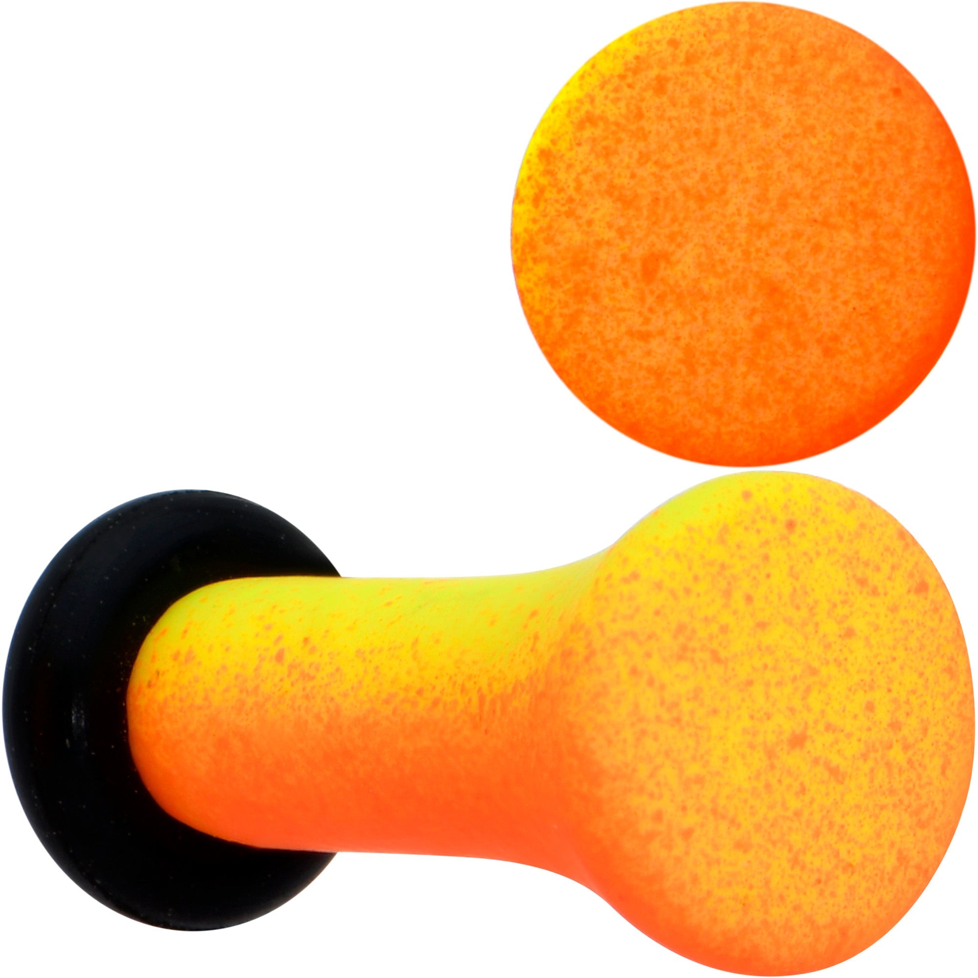 BodyCandy Orange Yellow Ombre Matte Acrylic Single Flare Plug Set Sizes 2mm-12mm — size reference