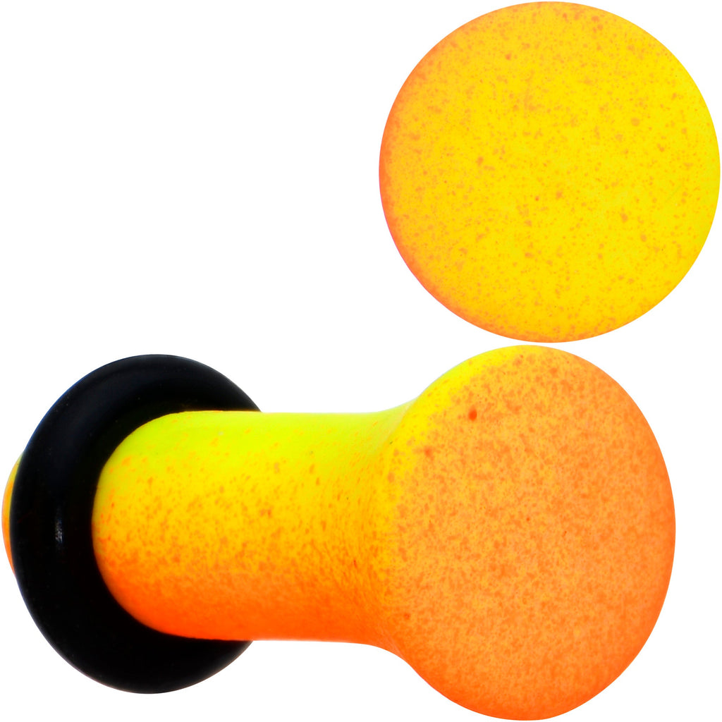 BodyCandy Orange Yellow Ombre Matte Acrylic Single Flare Plug Set Sizes 2mm-12mm — color detail