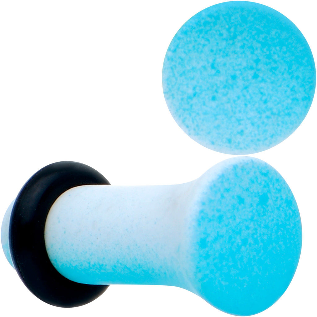 BodyCandy Blue White Ombre Matte Acrylic Single Flare Plug Set — in-use photo