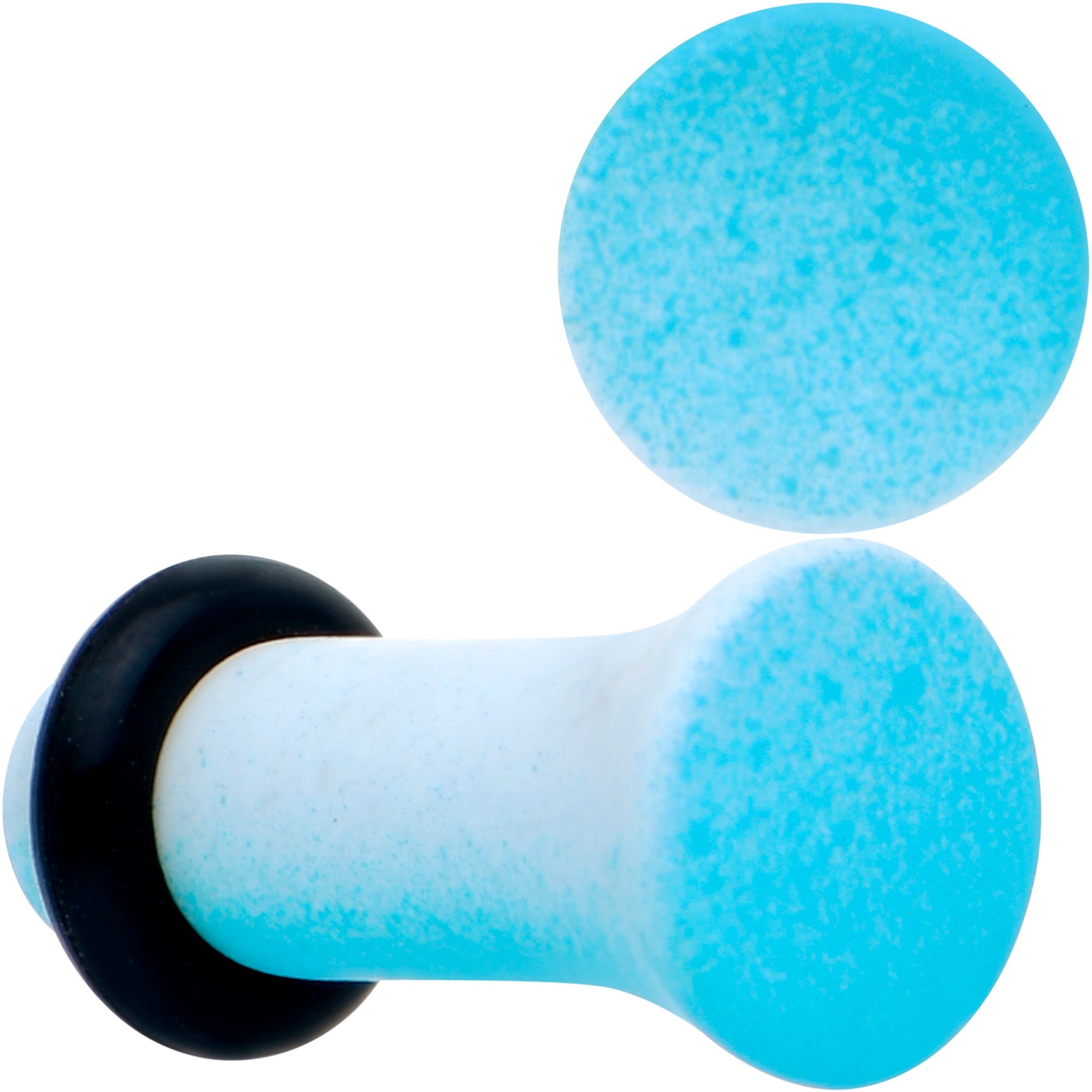 BodyCandy Blue White Ombre Matte Acrylic Single Flare Plug Set — in-use photo