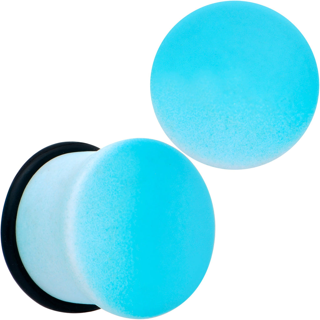 BodyCandy Blue White Ombre Matte Acrylic Single Flare Plug Set — feature highlight