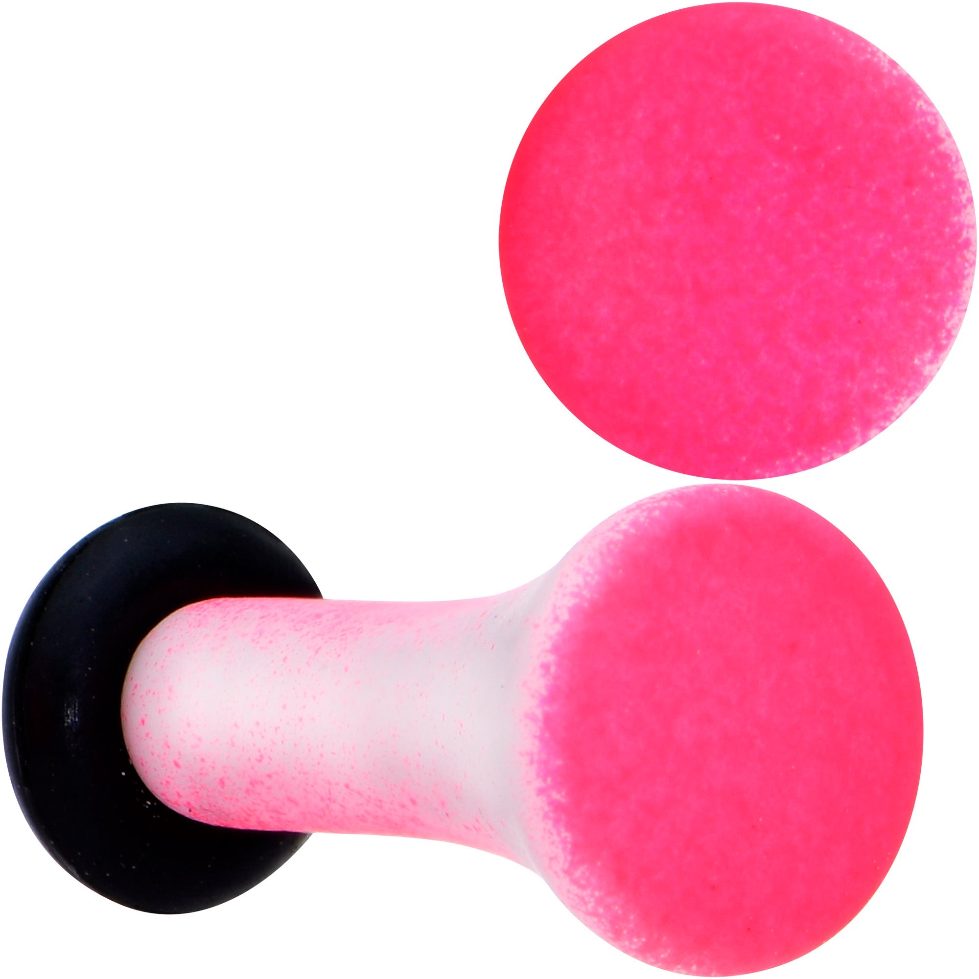 BodyCandy White Pink Ombre Matte Acrylic Single Flare Plug Set Sizes 2mm-12mm — in-use photo