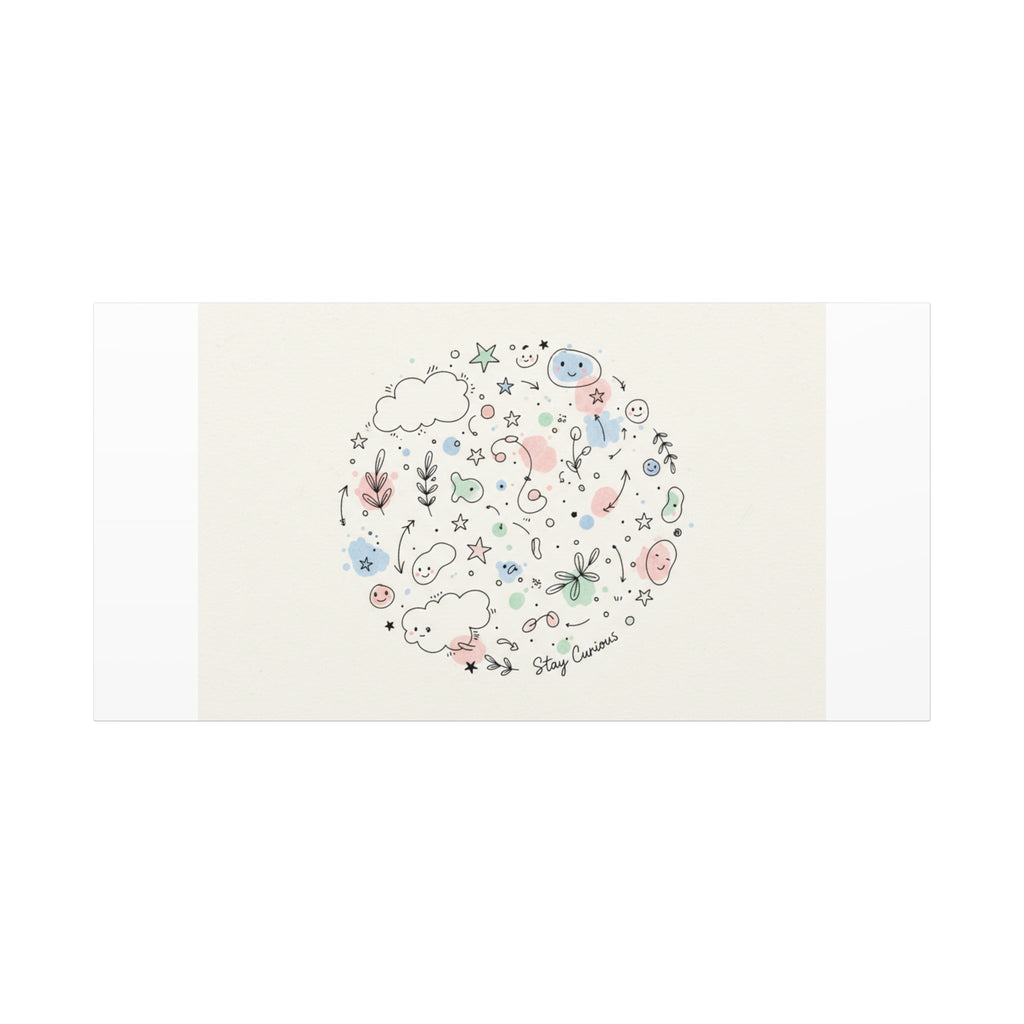 Doodle Circle Line Drawing Matte Canvas, Hand-Drawn Sketch Art