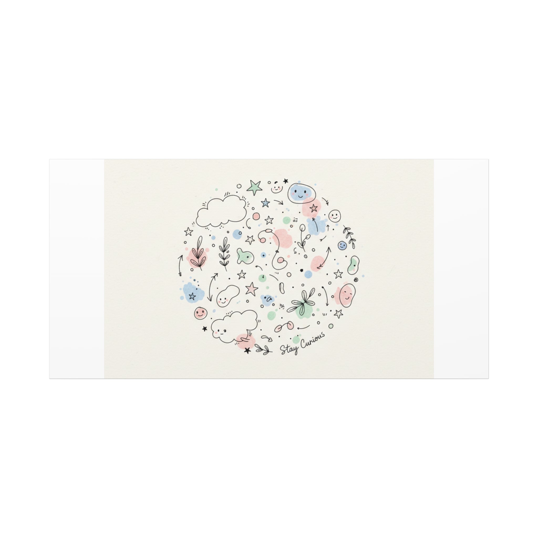 Doodle Circle Line Drawing Matte Canvas, Hand-Drawn Sketch Art