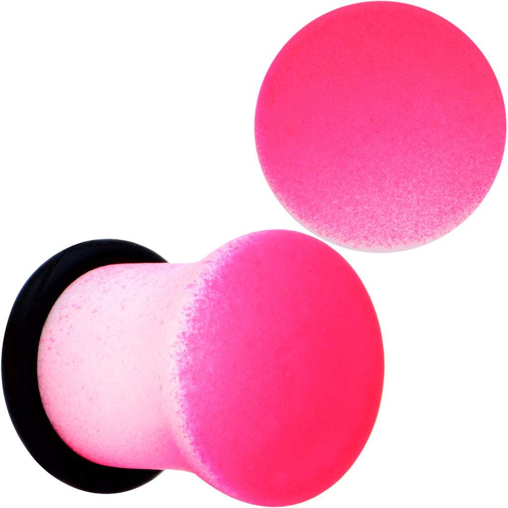 BodyCandy White Pink Ombre Matte Acrylic Single Flare Plug Set Sizes 2mm-12mm — back view