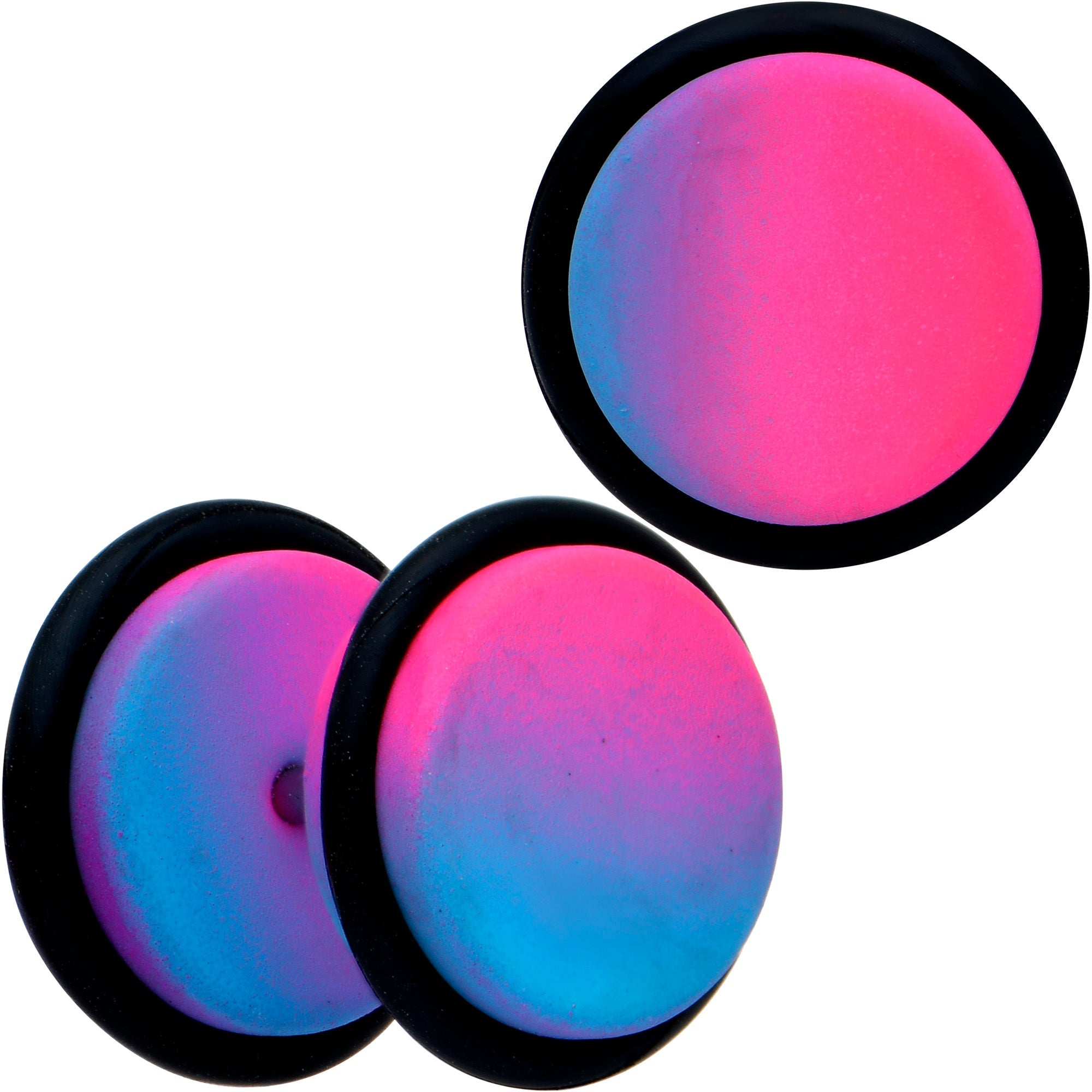 BodyCandy 16G Pink Blue Ombre Matte Cheater Plug Set — main product shot
