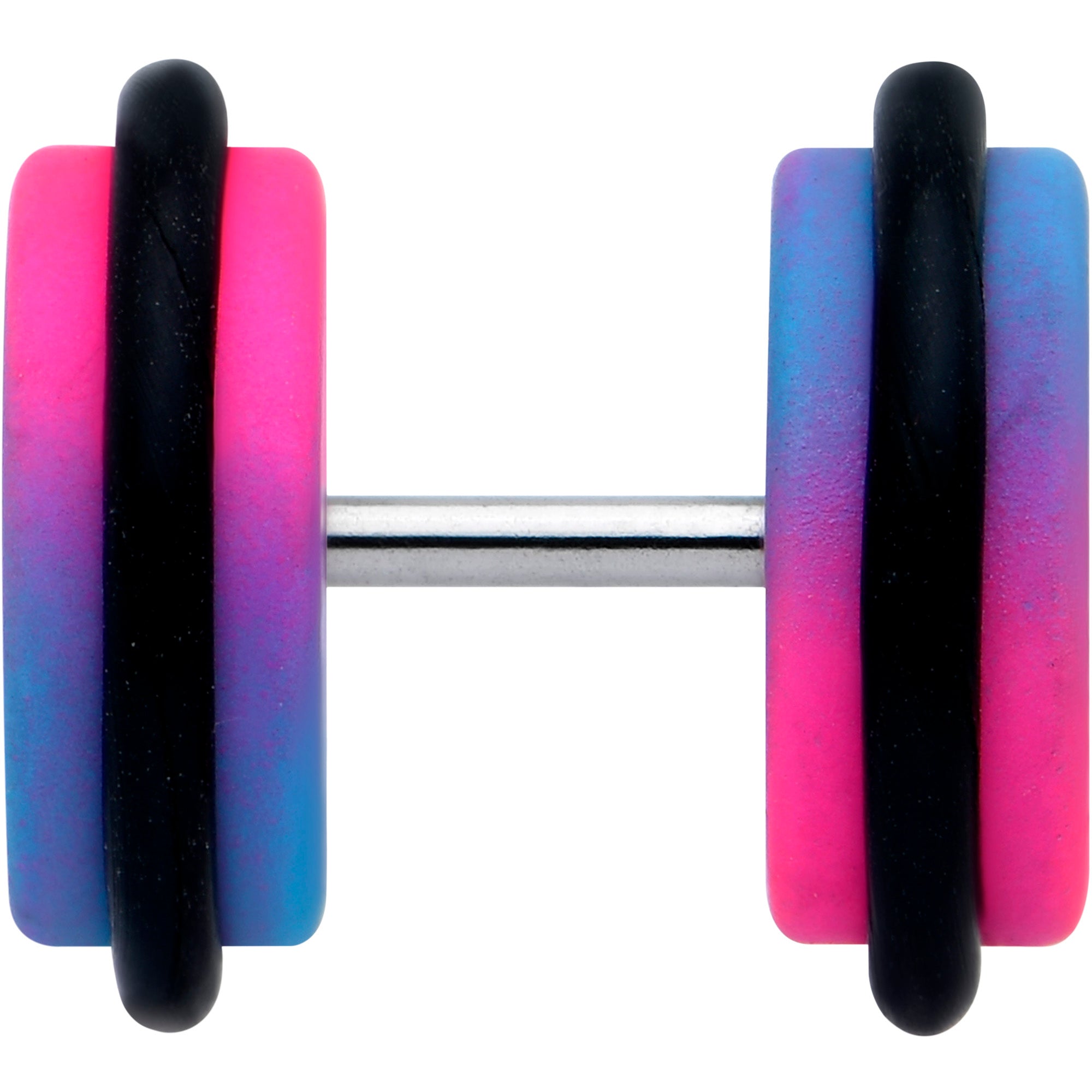 BodyCandy 16G Pink Blue Ombre Matte Cheater Plug Set — side view