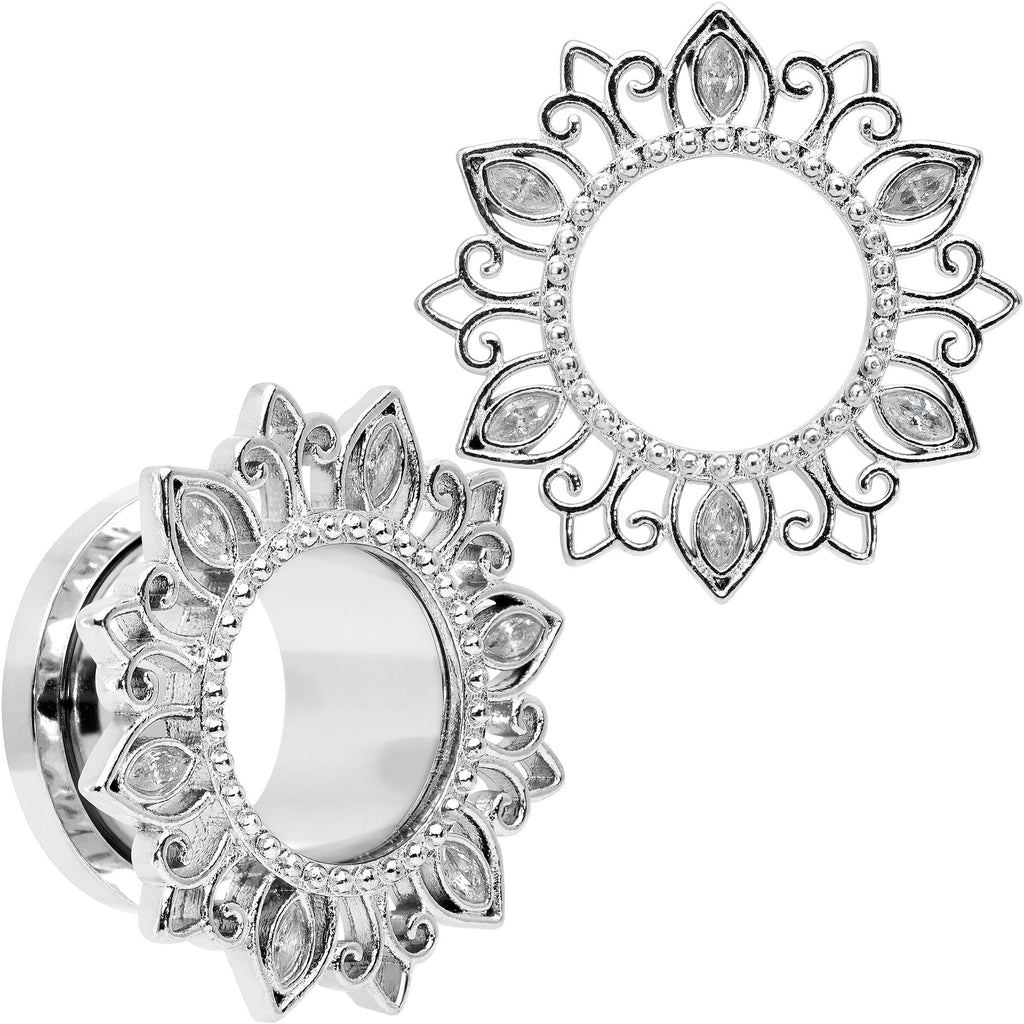 BodyCandy Clear Gem Floral Lotus Screw Fit Tunnel Plug Set — packaging