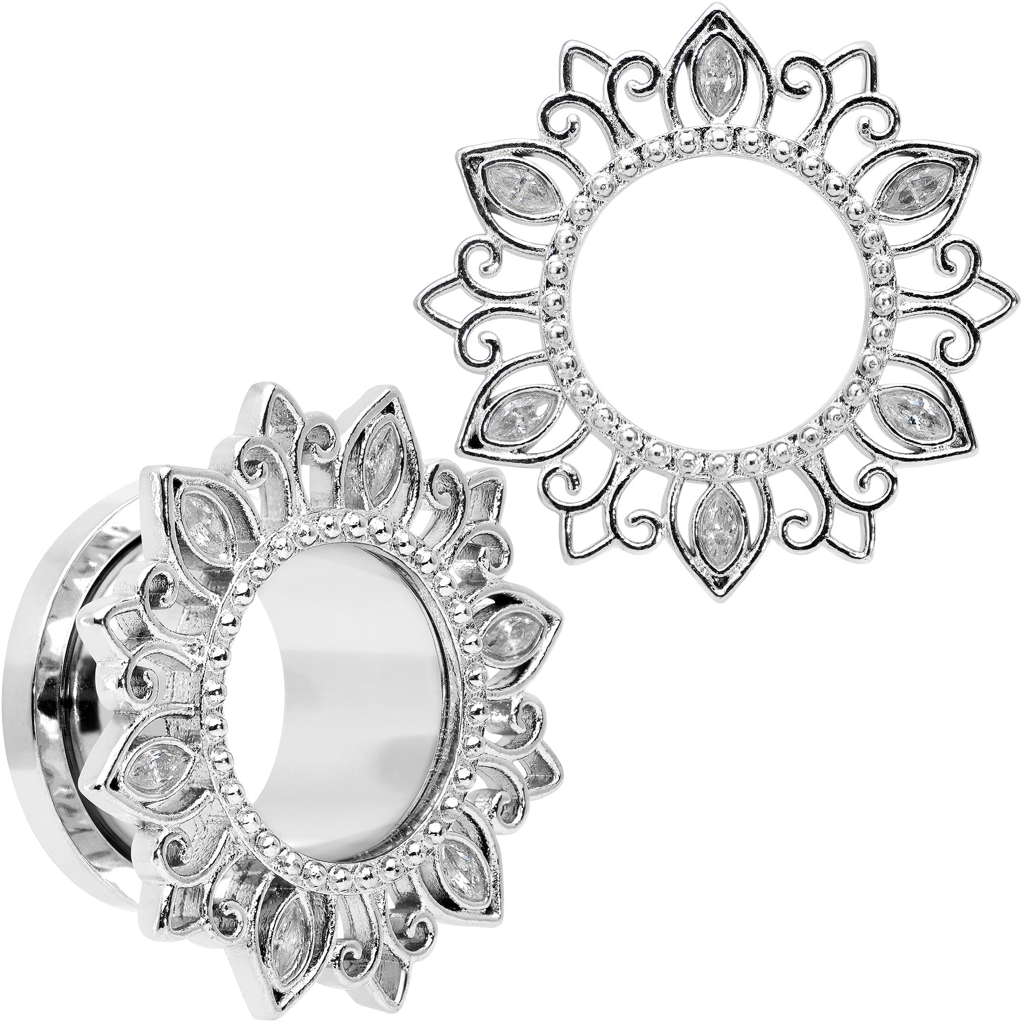 BodyCandy Clear Gem Floral Lotus Screw Fit Tunnel Plug Set — packaging