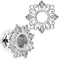 BodyCandy Clear Gem Floral Lotus Screw Fit Tunnel Plug Set — in-use photo
