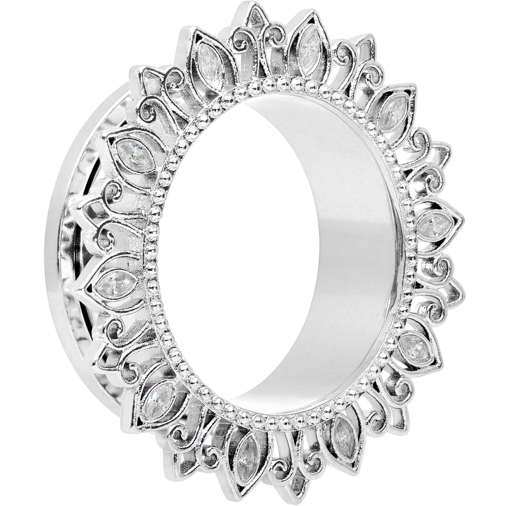 BodyCandy Clear Gem Floral Lotus Screw Fit Tunnel Plug Set — lifestyle context