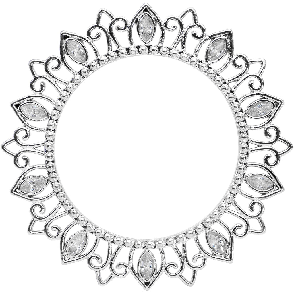 BodyCandy Clear Gem Floral Lotus Screw Fit Tunnel Plug Set — side view