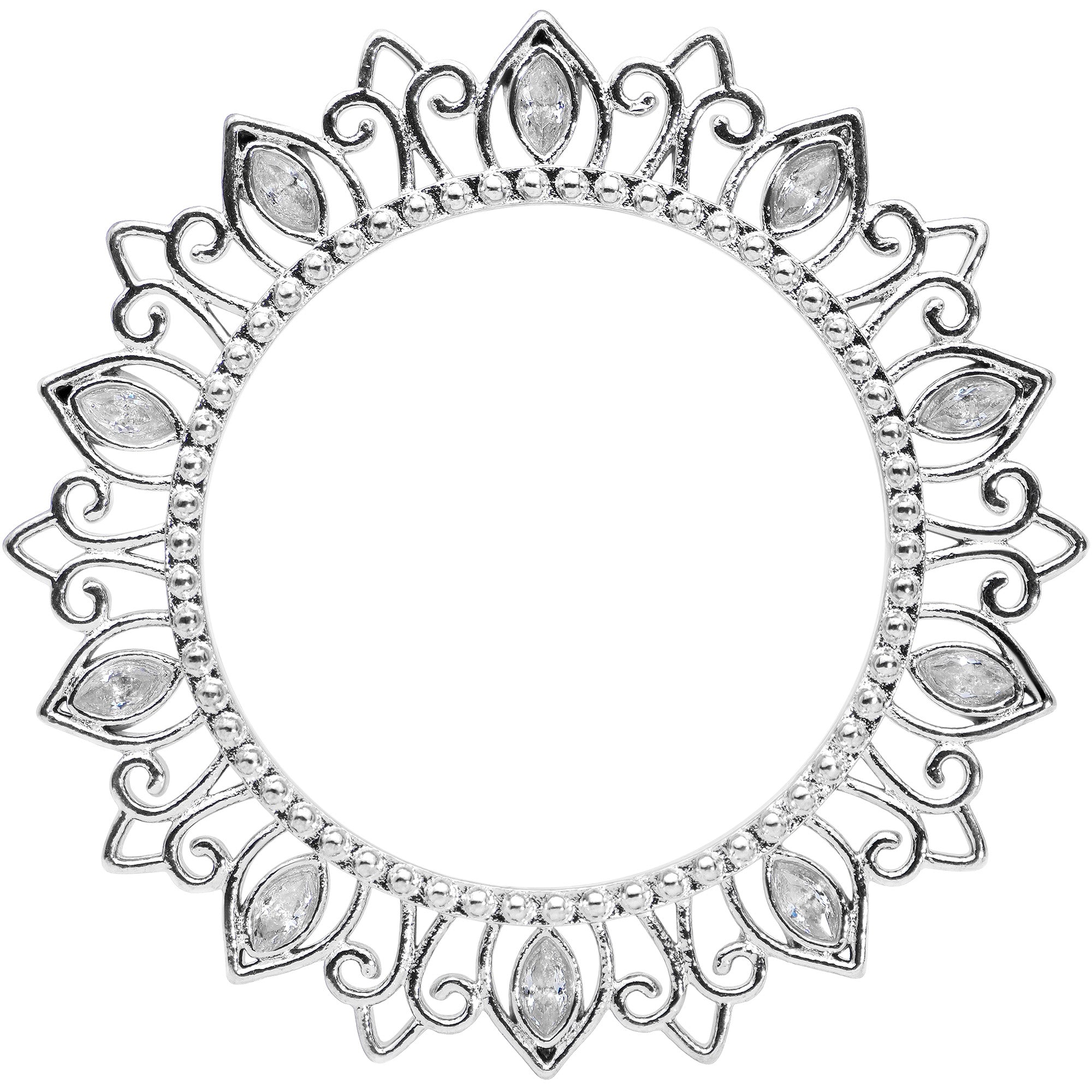 BodyCandy Clear Gem Floral Lotus Screw Fit Tunnel Plug Set — side view