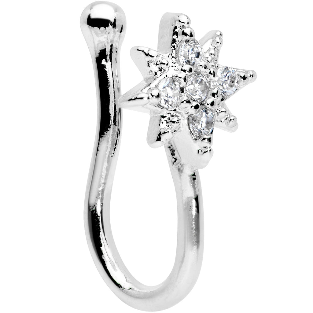 BodyCandy Clear Gem Compass Star Clip On Fake Nose Ring — main product shot
