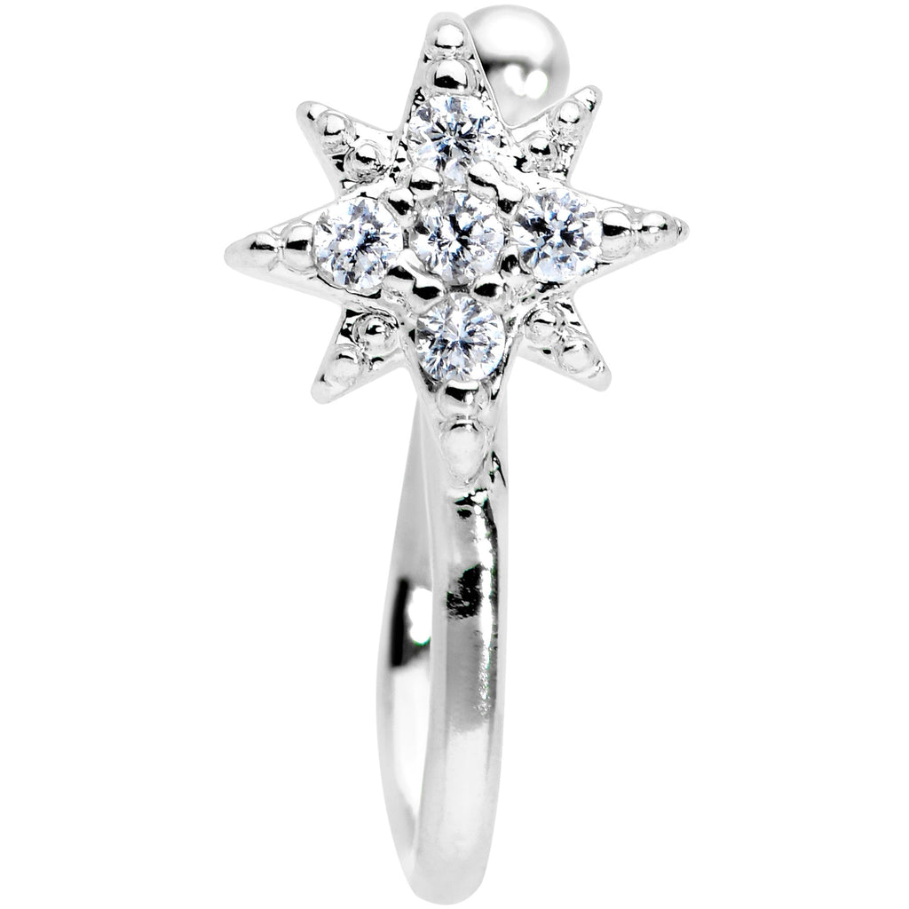 BodyCandy Clear Gem Compass Star Clip On Fake Nose Ring — detail close-up