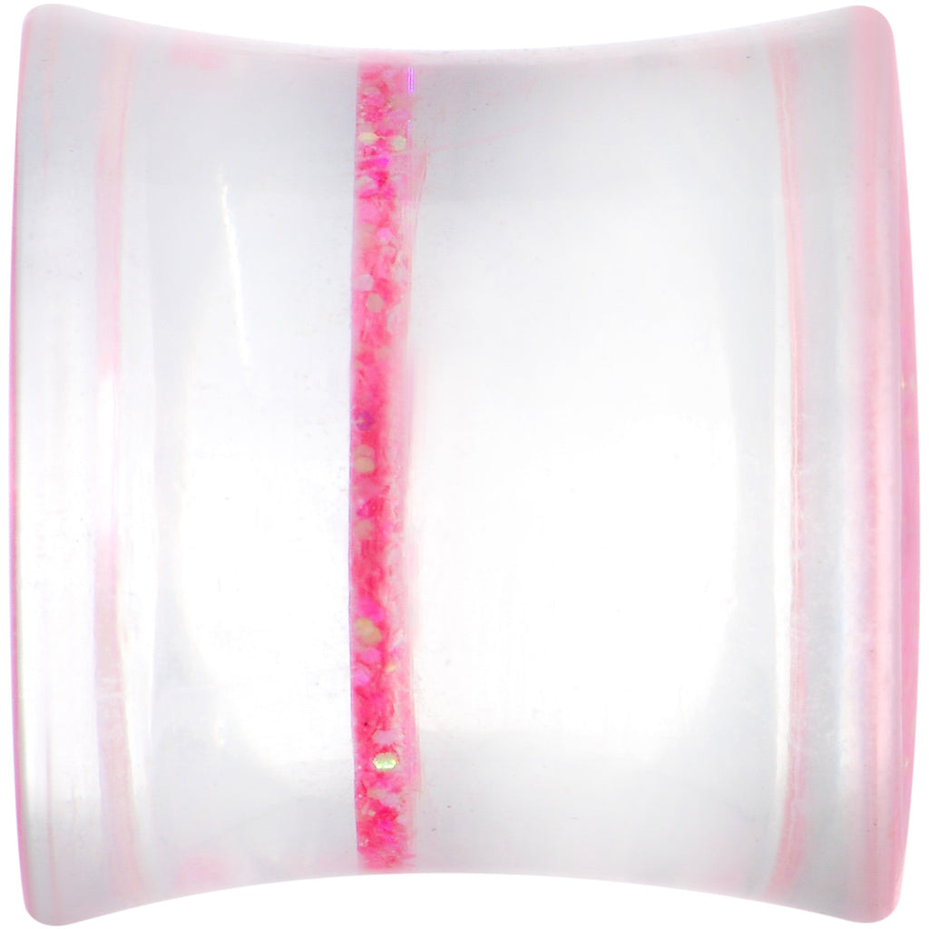 BodyCandy Clear Pink Acrylic Glitter Glam Saddle Plug Set — back view