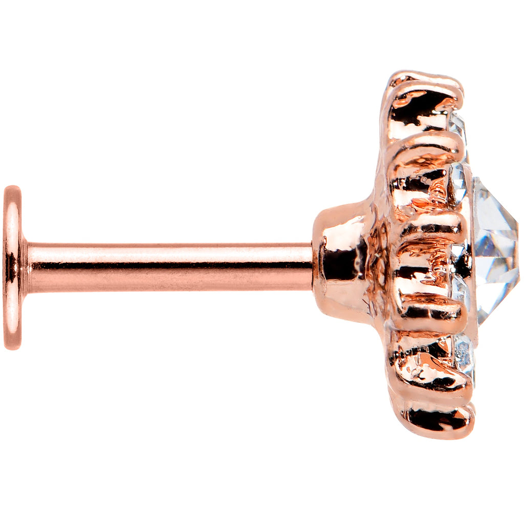 BodyCandy 16G 1/4 Clear Gem Rose Gold Tone Stylish Sun Labret Monroe Tragus — lifestyle context