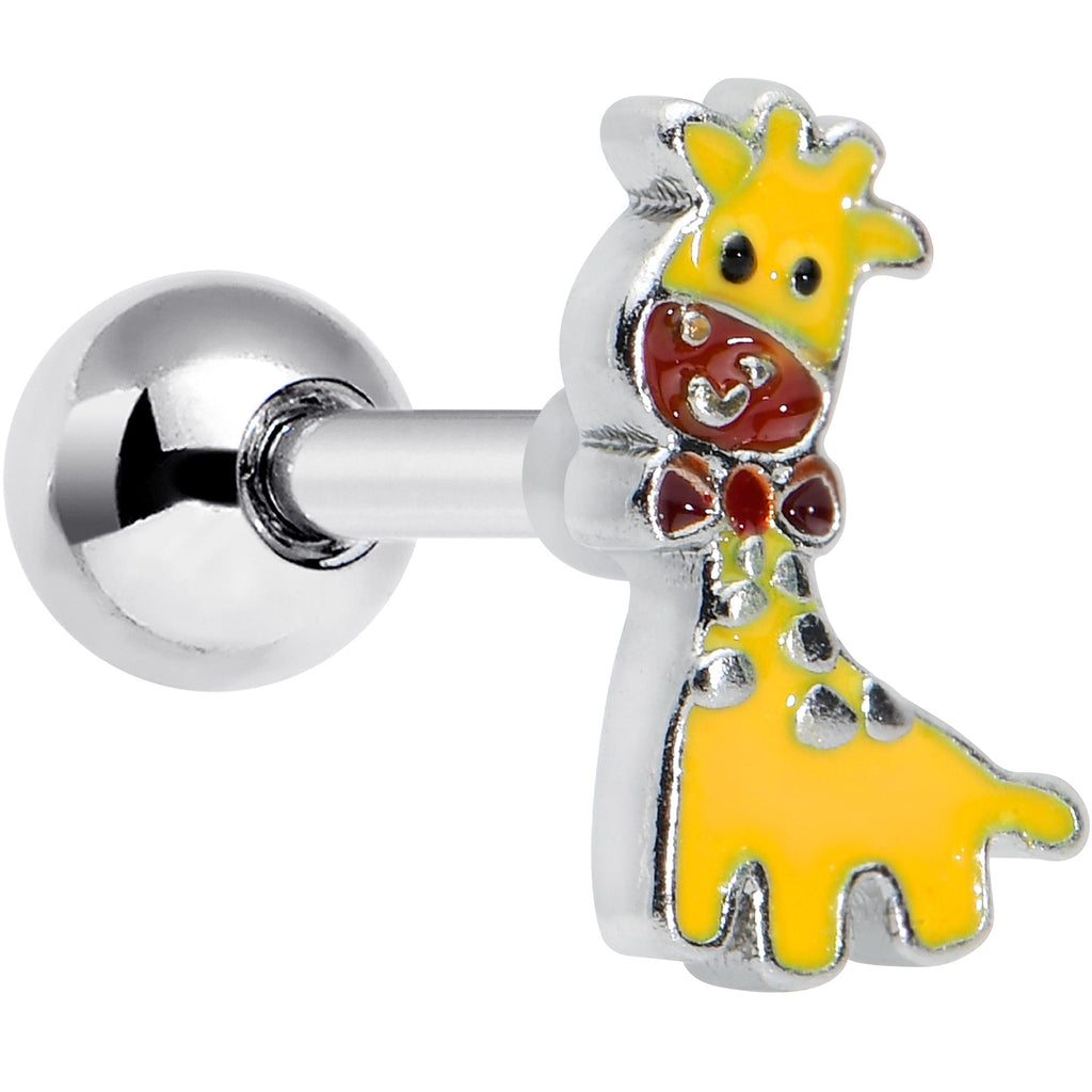 BodyCandy 16G 1/4 Bow Tie Yellow Red Giraffe Cartilage Tragus Earring — main product shot