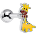BodyCandy 16G 1/4 Bow Tie Yellow Red Giraffe Cartilage Tragus Earring — main product shot
