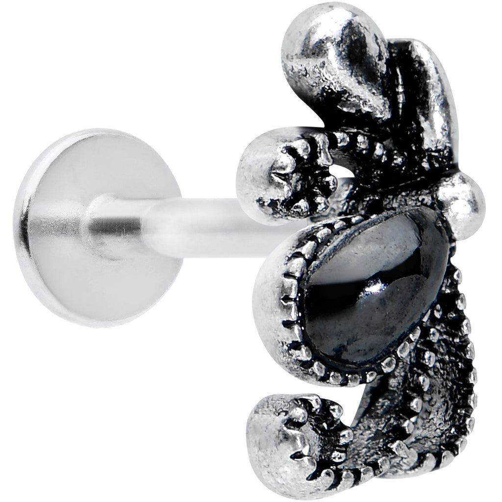 BodyCandy 16G 5/16 Black Gem Abstract Bow Labret Monroe Tragus — main product shot