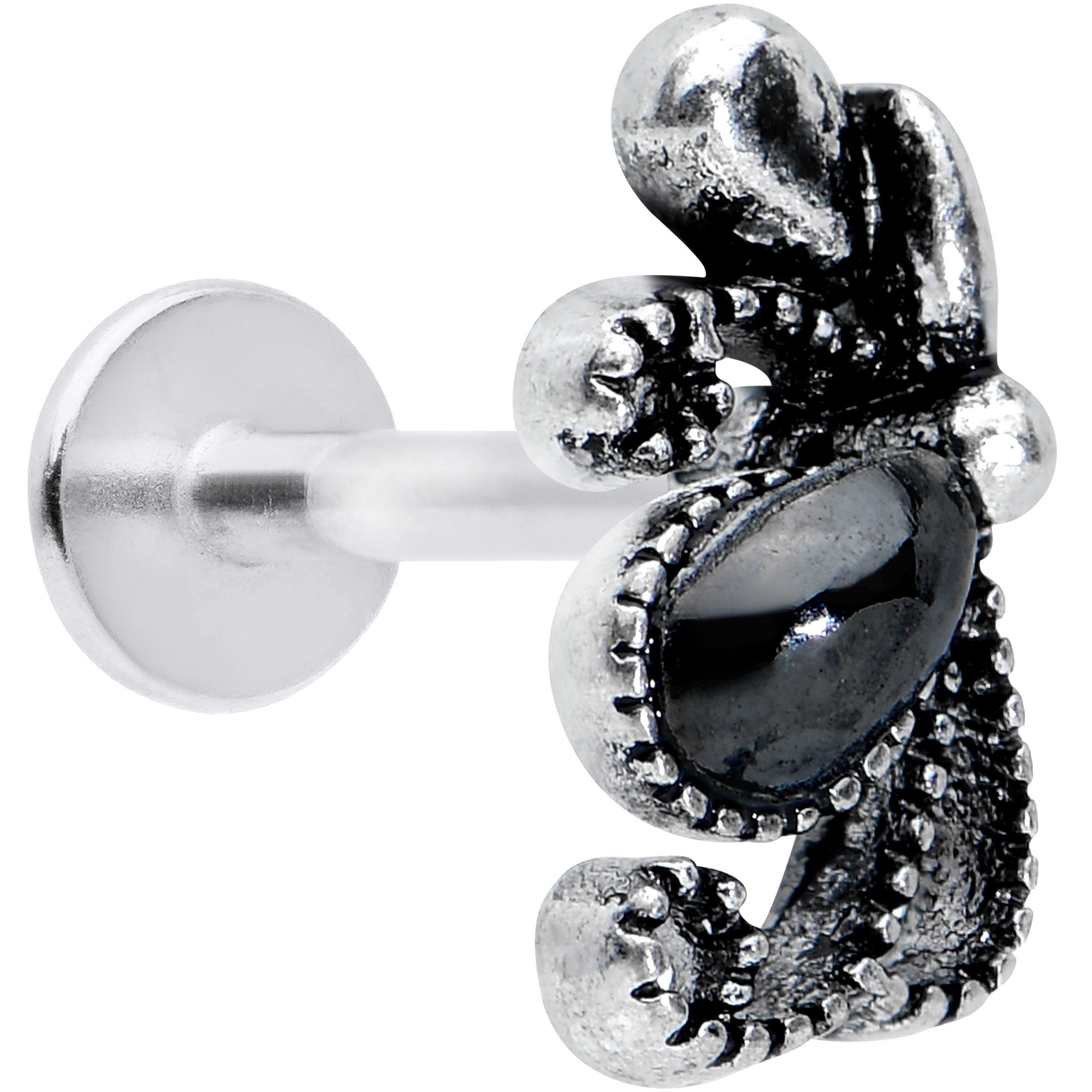 BodyCandy 16G 5/16 Black Gem Abstract Bow Labret Monroe Tragus — main product shot