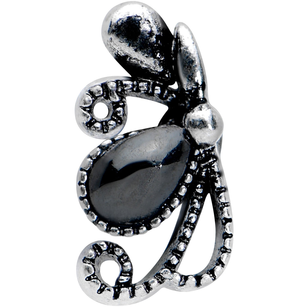 BodyCandy 16G 5/16 Black Gem Abstract Bow Labret Monroe Tragus — detail close-up