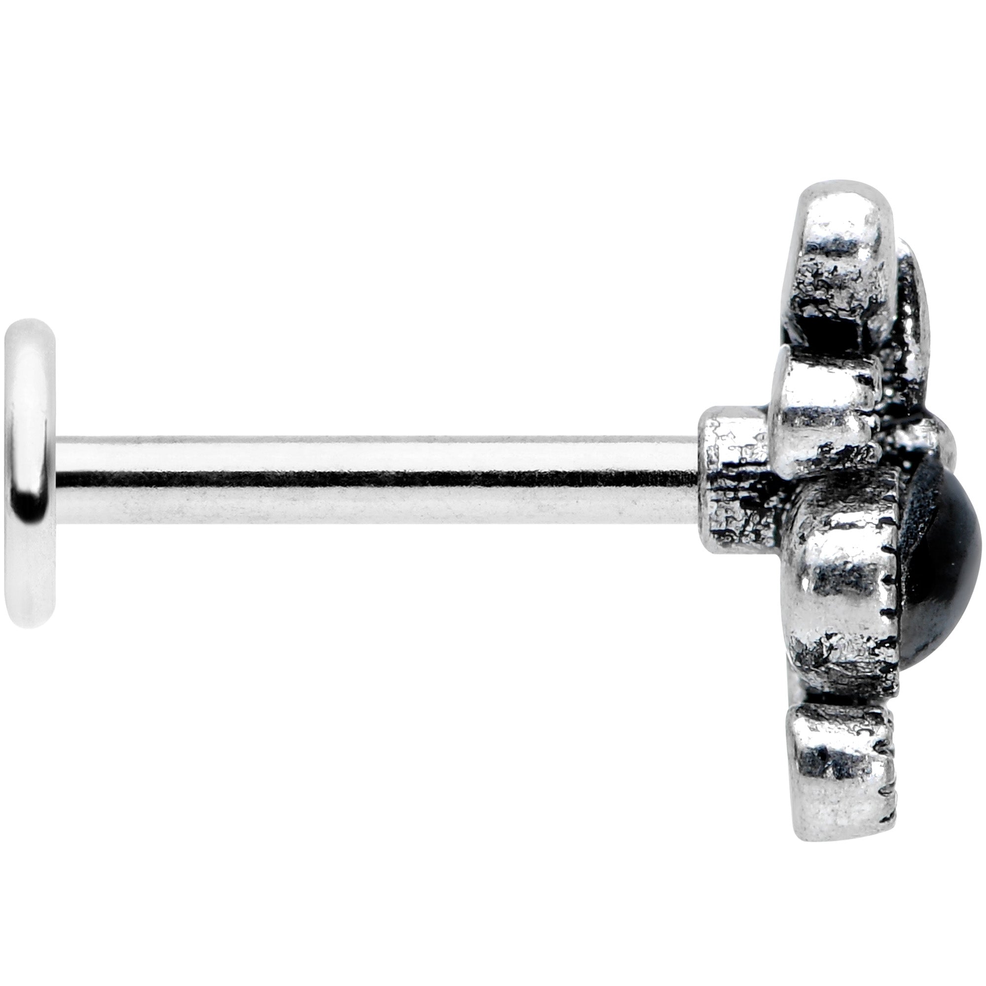 BodyCandy 16G 5/16 Black Gem Abstract Bow Labret Monroe Tragus — lifestyle context