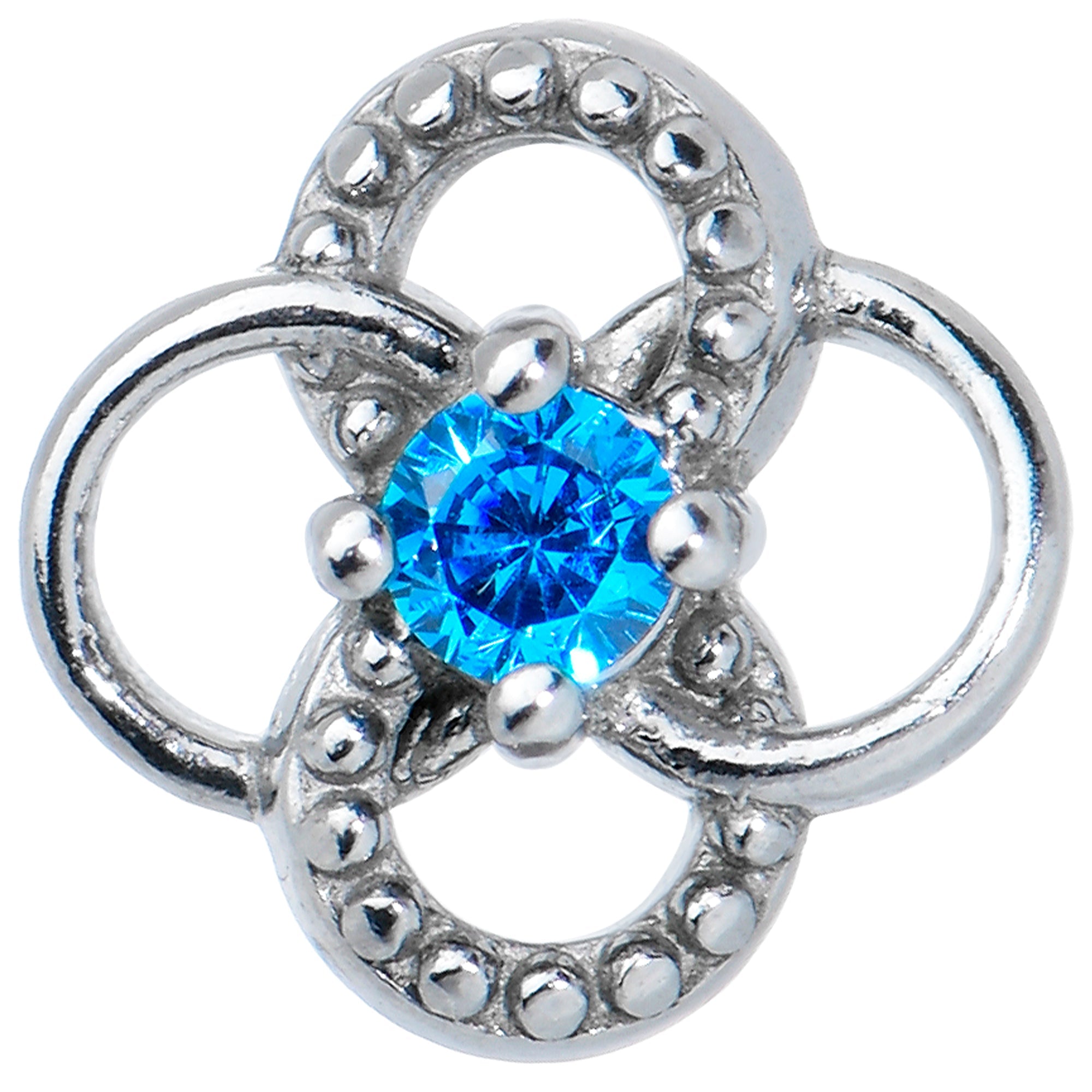 BodyCandy Blue Gem Celtic Knot Barbell Tongue Ring — detail close-up