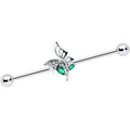 BodyCandy 14G Clear Green Gem Floral Butterfly Industrial Barbell 38mm — main product shot