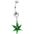 BodyCandy Clear Gem Tiny Ladybug Leaves Dangle Belly Ring — main product shot
