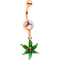 BodyCandy Clear Gem Rose Gold Tone Tiny Ladybug Leaves Dangle Belly Ring — main product shot