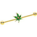 BodyCandy 14G Gold Tone Tiny Ladybug Leaves Industrial Barbell 38mm — main product shot