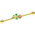 BodyCandy 14G Clear CZ Gem Gold Tone Sun Butterfly Industrial Barbell 38mm — main product shot